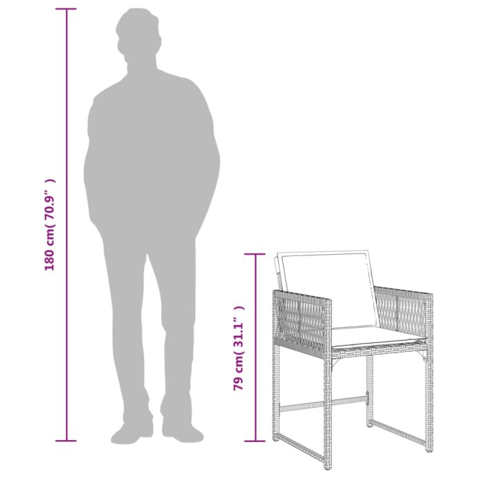 Chaises de jardin avec coussins lot de 4 mélange beige – Image 9