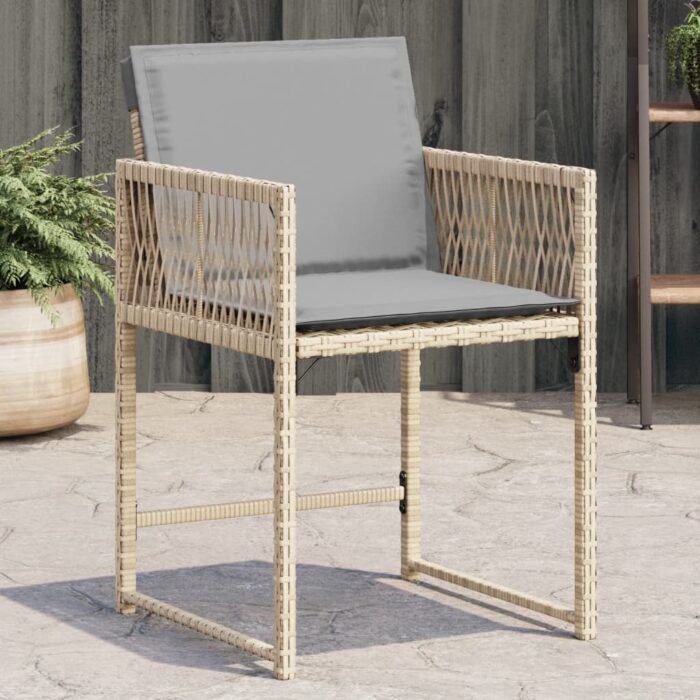 Chaises de jardin avec coussins lot de 4 mélange beige – Image 1