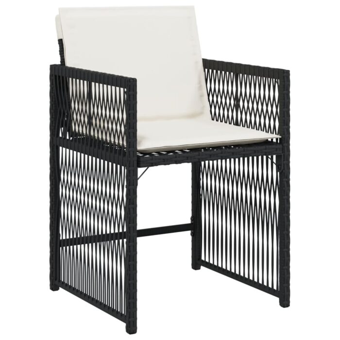 Chaises de jardin lot de 4 avec coussins noir résine tressée – Image 2