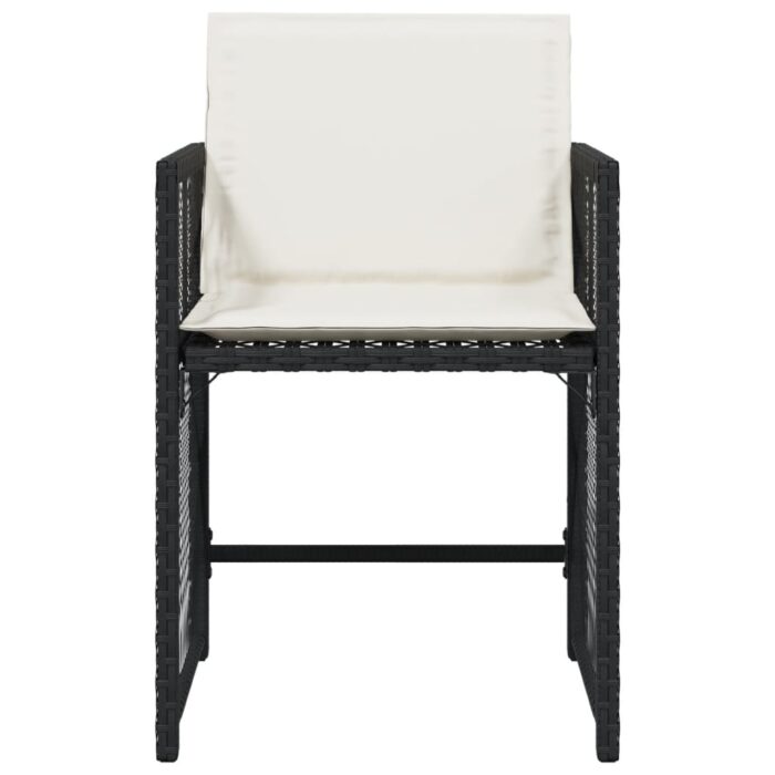 Chaises de jardin lot de 4 avec coussins noir résine tressée – Image 3