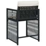 Chaises de jardin lot de 4 avec coussins noir résine tressée – Image 5