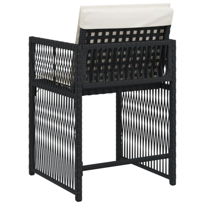 Chaises de jardin lot de 4 avec coussins noir résine tressée – Image 5