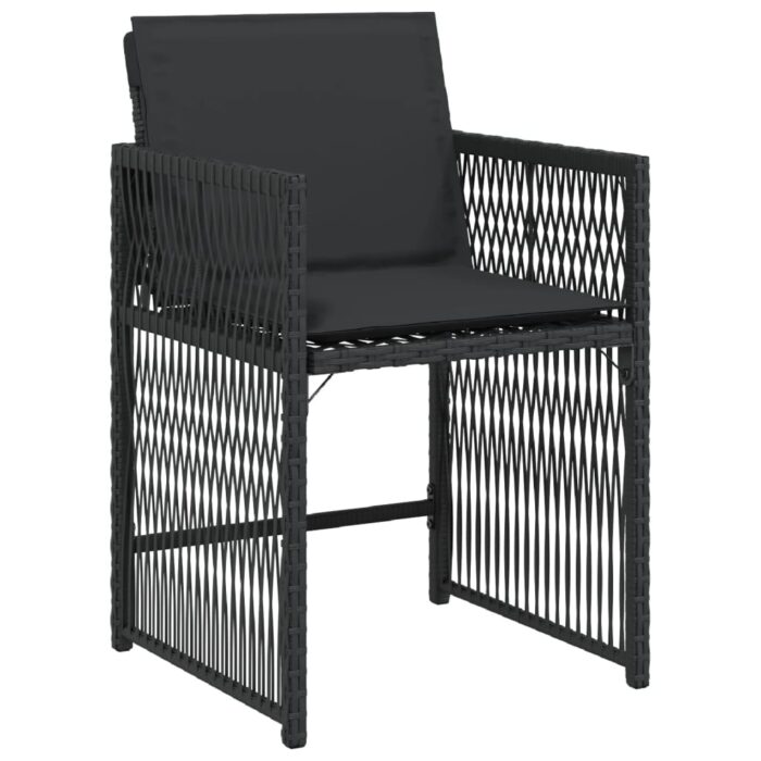 Chaises de jardin lot de 4 avec coussins noir résine tressée – Image 2