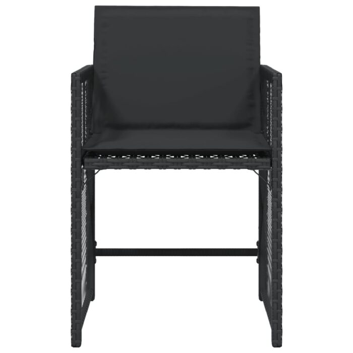Chaises de jardin lot de 4 avec coussins noir résine tressée – Image 3