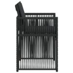 Chaises de jardin lot de 4 avec coussins noir résine tressée – Image 4