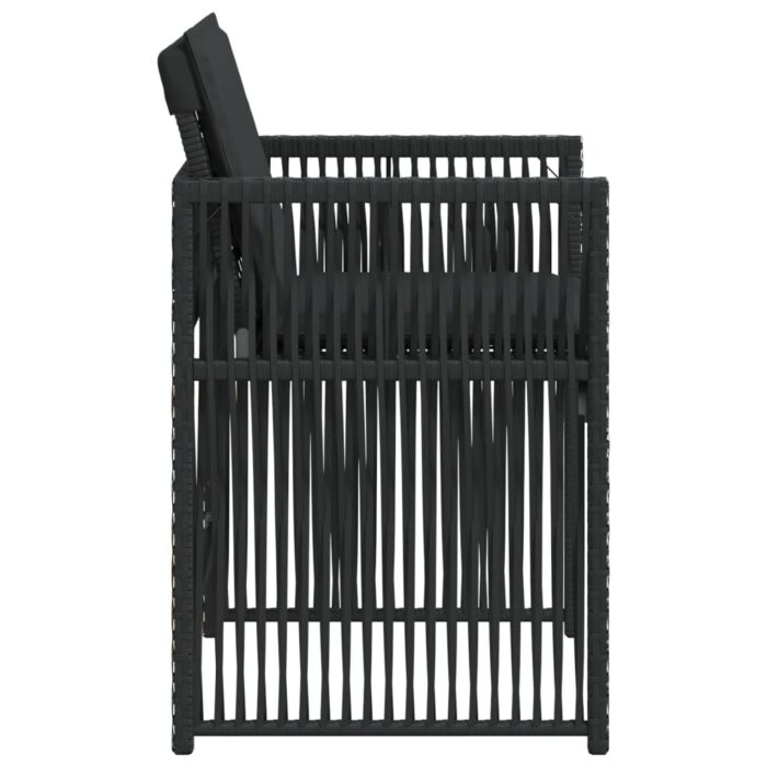 Chaises de jardin lot de 4 avec coussins noir résine tressée – Image 4
