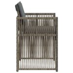 Chaises de jardin avec coussins lot de 4 gris résine tressée – Image 4