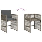 Chaises de jardin avec coussins lot de 4 gris résine tressée – Image 6