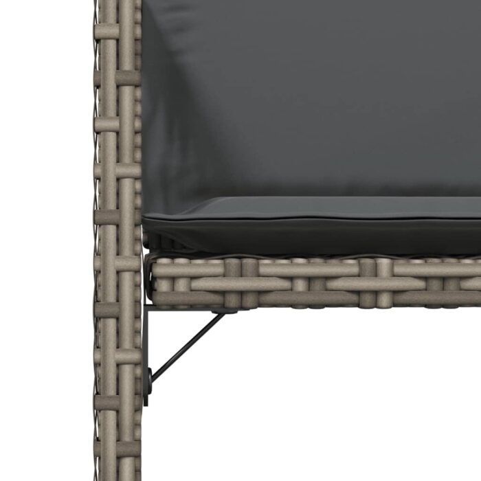 Chaises de jardin avec coussins lot de 4 gris résine tressée – Image 7