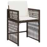 Chaises de jardin avec coussins lot de 4 marron résine tressée – Image 2