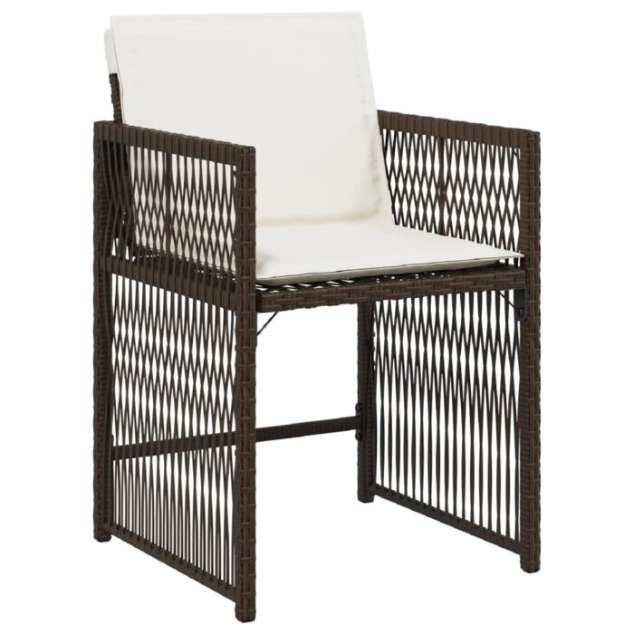 Chaises de jardin avec coussins lot de 4 marron résine tressée – Image 2