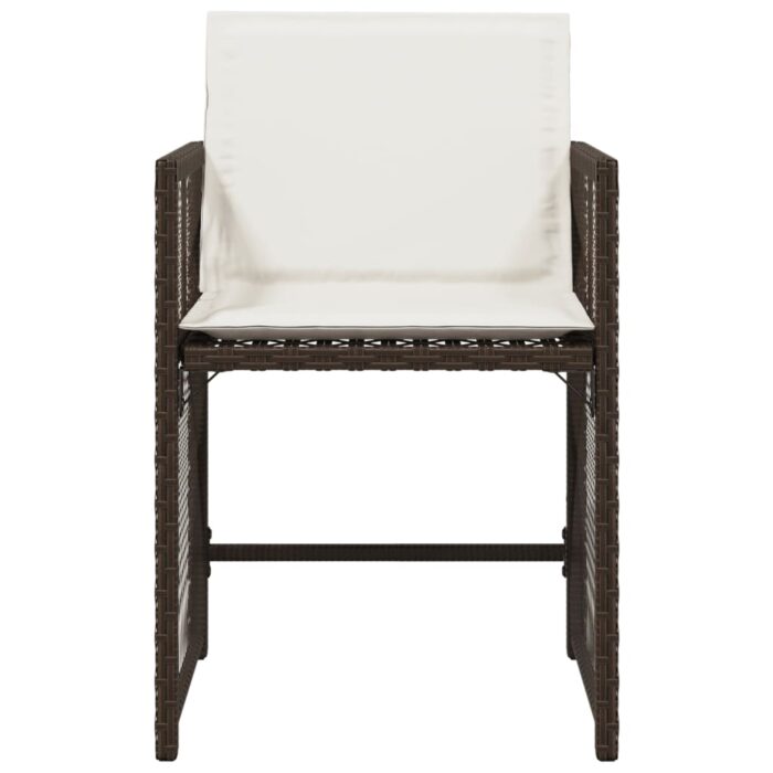 Chaises de jardin avec coussins lot de 4 marron résine tressée – Image 3