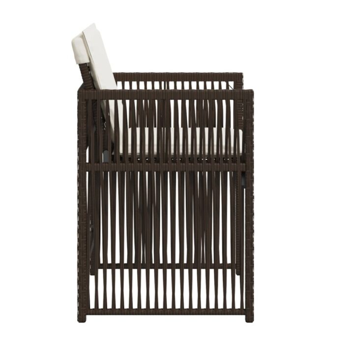 Chaises de jardin avec coussins lot de 4 marron résine tressée – Image 4