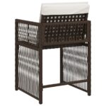 Chaises de jardin avec coussins lot de 4 marron résine tressée – Image 5