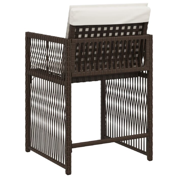 Chaises de jardin avec coussins lot de 4 marron résine tressée – Image 5