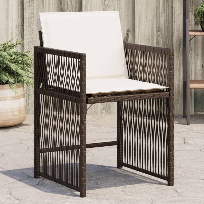 Chaises de jardin avec coussins lot de 4 marron résine tressée – Image 1
