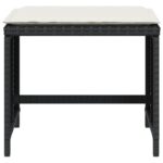 Tabourets de jardin et coussins lot de 4 noir 41x41x36 cm rotin – Image 3