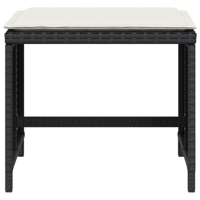 Tabourets de jardin et coussins lot de 4 noir 41x41x36 cm rotin – Image 3