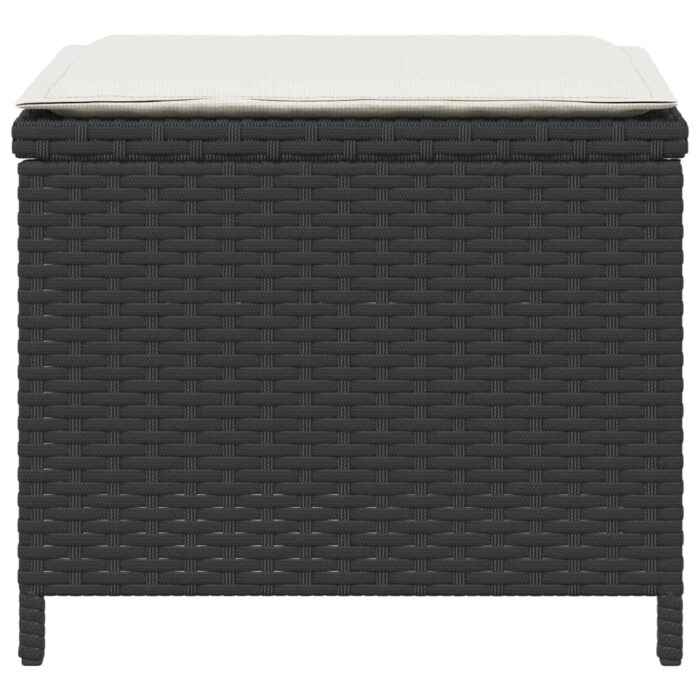 Tabourets de jardin et coussins lot de 4 noir 41x41x36 cm rotin – Image 4