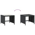 Tabourets de jardin et coussins lot de 4 noir 41x41x36 cm rotin – Image 5