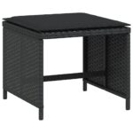 Tabourets de jardin et coussins lot de 4 noir 41x41x36 cm rotin – Image 2