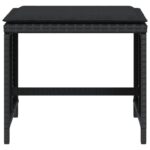 Tabourets de jardin et coussins lot de 4 noir 41x41x36 cm rotin – Image 3