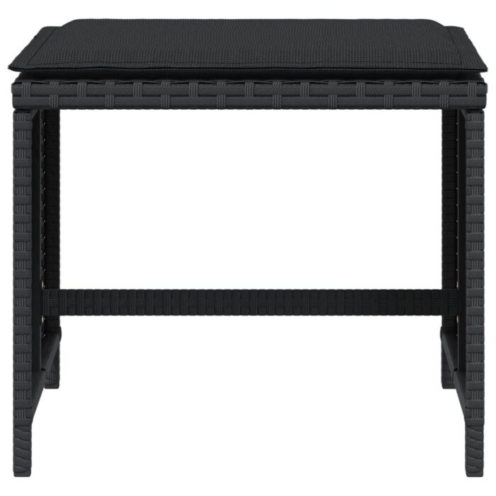 Tabourets de jardin et coussins lot de 4 noir 41x41x36 cm rotin – Image 3