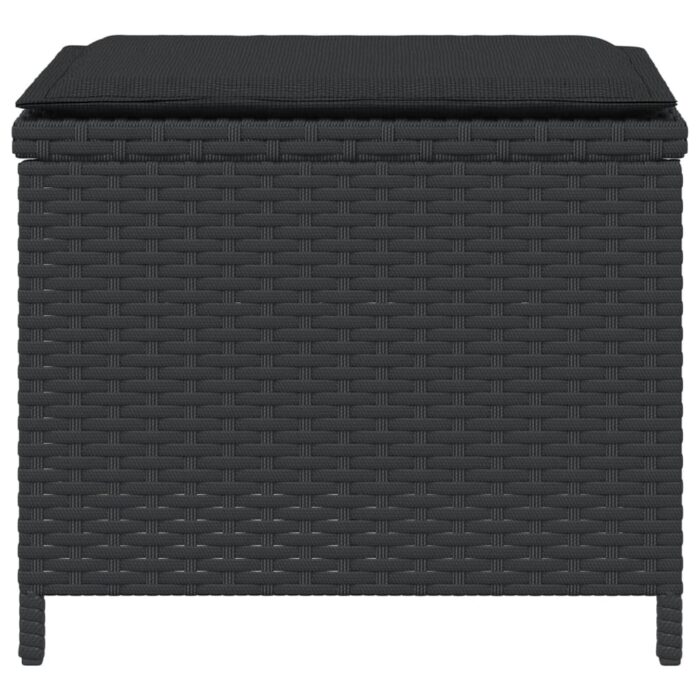 Tabourets de jardin et coussins lot de 4 noir 41x41x36 cm rotin – Image 4