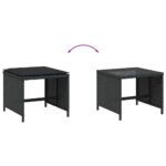 Tabourets de jardin et coussins lot de 4 noir 41x41x36 cm rotin – Image 5