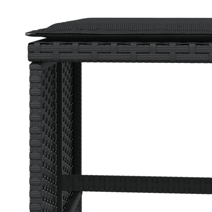 Tabourets de jardin et coussins lot de 4 noir 41x41x36 cm rotin – Image 6