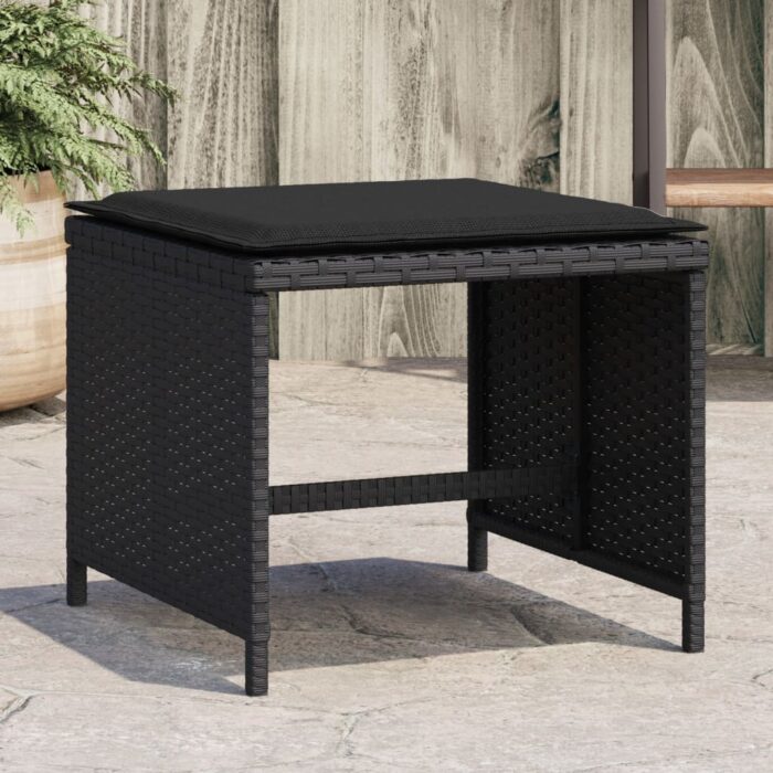 VXL8721012236165_m_en_hd_1.jpg Tabourets de jardin et coussins lot de 4 noir 41x41x36 cm rotin – Image 1