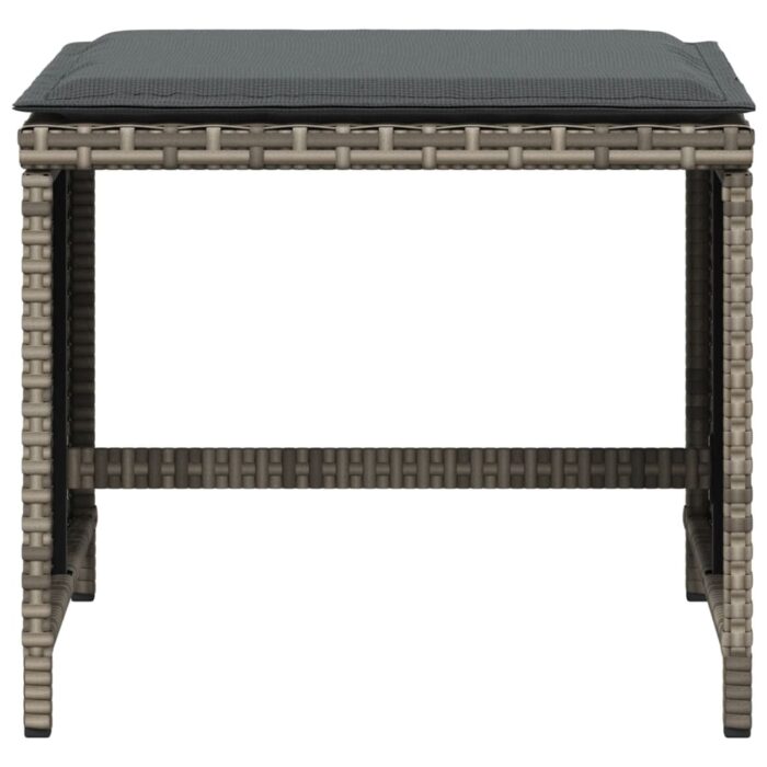 Tabourets de jardin et coussins lot de 4 gris 41x41x36 cm rotin – Image 3