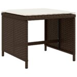 Tabourets de jardin et coussins lot de 4 marron résine tressée – Image 2