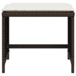 Tabourets de jardin et coussins lot de 4 marron résine tressée – Image 3