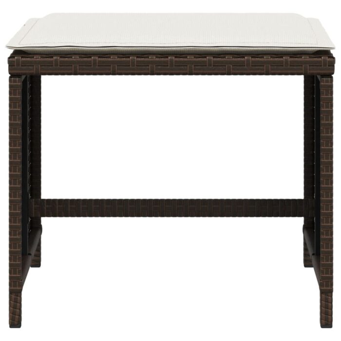 Tabourets de jardin et coussins lot de 4 marron résine tressée – Image 3