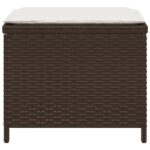 Tabourets de jardin et coussins lot de 4 marron résine tressée – Image 4