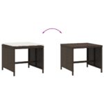 Tabourets de jardin et coussins lot de 4 marron résine tressée – Image 5
