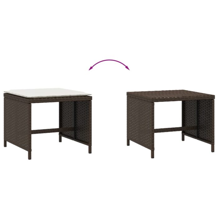 Tabourets de jardin et coussins lot de 4 marron résine tressée – Image 5