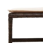 Tabourets de jardin et coussins lot de 4 marron résine tressée – Image 7