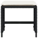 Tabourets de jardin et coussins lot de 4 noir 41x41x36 cm rotin – Image 3