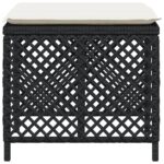 Tabourets de jardin et coussins lot de 4 noir 41x41x36 cm rotin – Image 4