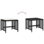 Tabourets de jardin et coussins lot de 4 noir 41x41x36 cm rotin – Image 5