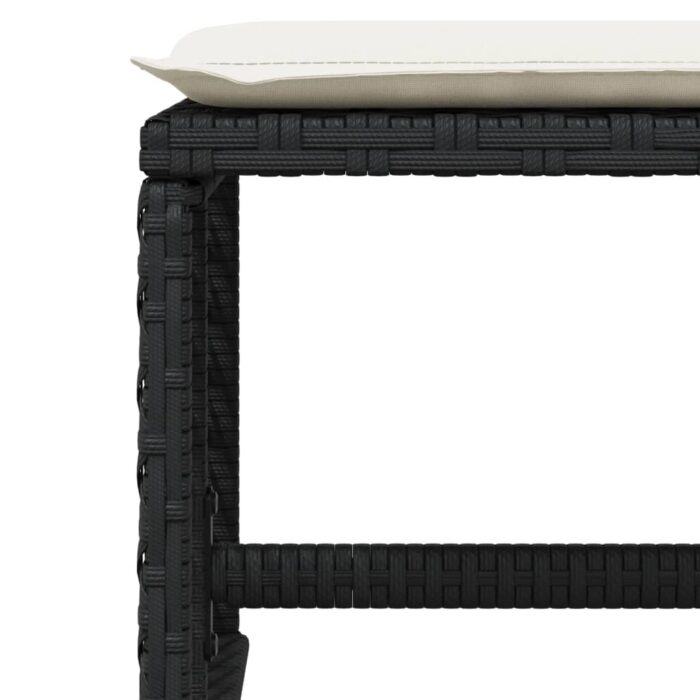 Tabourets de jardin et coussins lot de 4 noir 41x41x36 cm rotin – Image 6