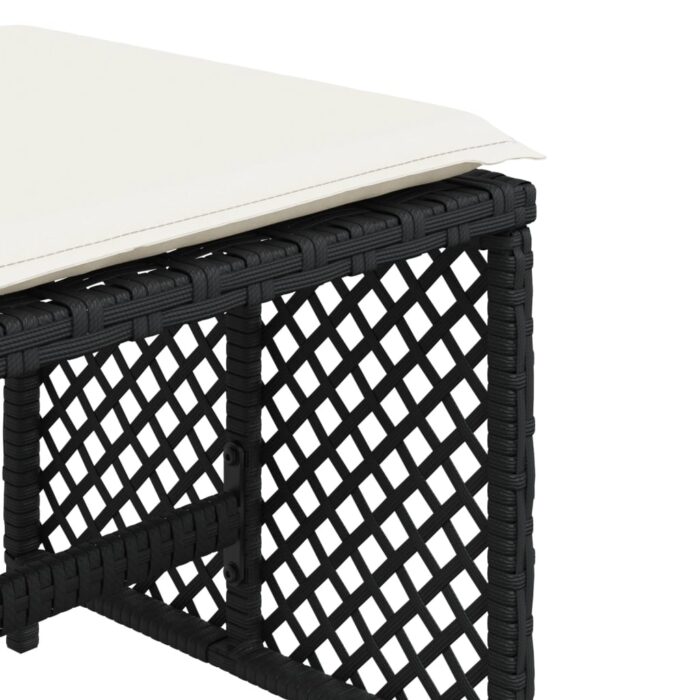 Tabourets de jardin et coussins lot de 4 noir 41x41x36 cm rotin – Image 7