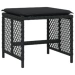 Tabourets de jardin et coussins lot de 4 noir 41x41x36 cm rotin – Image 2