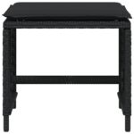 Tabourets de jardin et coussins lot de 4 noir 41x41x36 cm rotin – Image 3