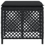 Tabourets de jardin et coussins lot de 4 noir 41x41x36 cm rotin – Image 4