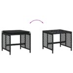 Tabourets de jardin et coussins lot de 4 noir 41x41x36 cm rotin – Image 5