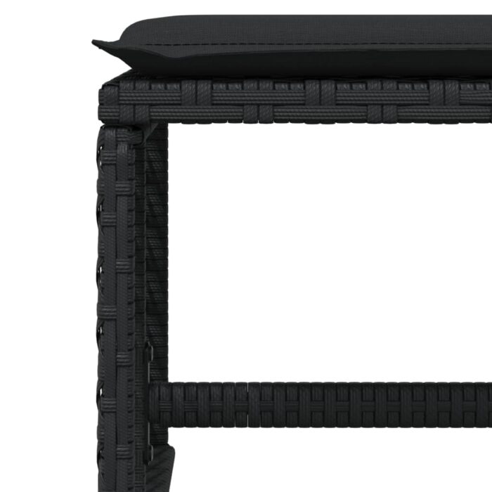 Tabourets de jardin et coussins lot de 4 noir 41x41x36 cm rotin – Image 6