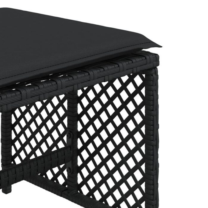 Tabourets de jardin et coussins lot de 4 noir 41x41x36 cm rotin – Image 7